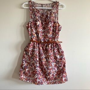 Floral Colorful Summer Mini Dress with belt